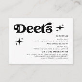 Retro Moderne Zwart-Wit Bruiloft Details Informatiekaartje (Voorkant)