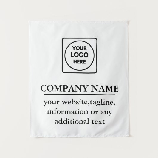 Retro Moderne Zwart-Wit Custom Branding Kunst Wandkleed (Voorkant)