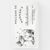 Retro Moderne Zwarte Cocktail Bachelorette Spandoek (Verticaal)
