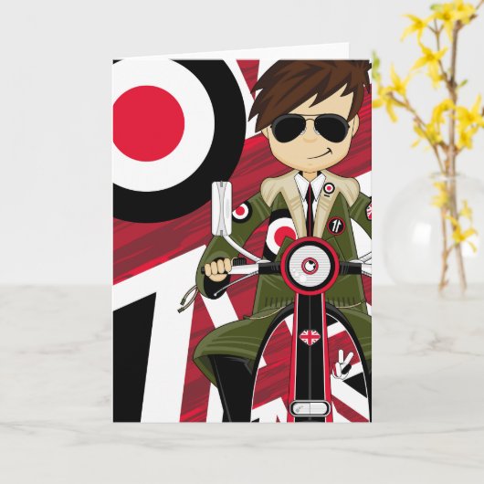 Retro-modus op scooter kaart (Gele Bloem)