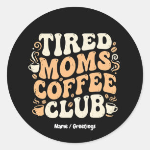 Retro Moe Moeders Coffee Club Vintage Esthetiek Ronde Sticker