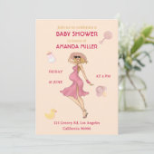 Retro Moeder Blond 2 Baby Shower Feest Uitnodiging (Staand voorkant)