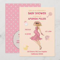 Retro Moeder Blond 2 Baby Shower Feest Uitnodiging