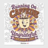 Retro Moeder Die Loopt Op Cafeïne Ondankbare Kinde Sticker (Vel)