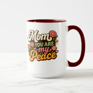 Retro Moeder Je Bent Mijn Vrede Bloem Ontwerp Mok