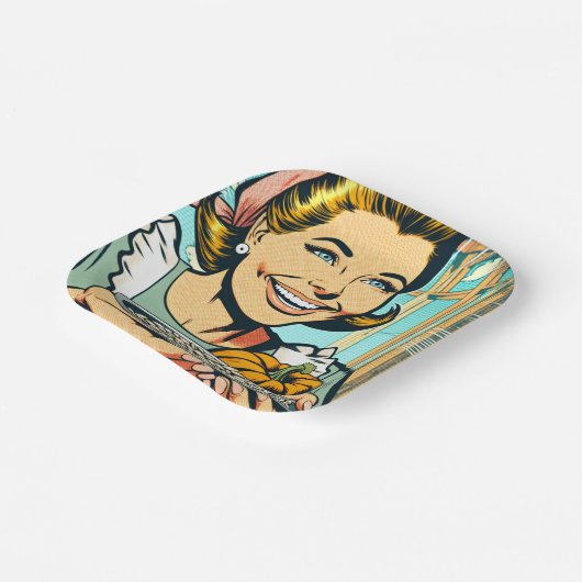 Retro moeder met Bord van Halloween pompoenpitten (Gebogen)