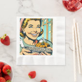 Retro moeder met Bord van Halloween pompoenpitten Servet (Insitu)