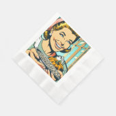 Retro moeder met Bord van Halloween pompoenpitten Servet (Hoek)