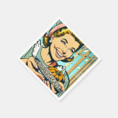 Retro moeder met Bord van Halloween pompoenpitten Servet (Hoek)