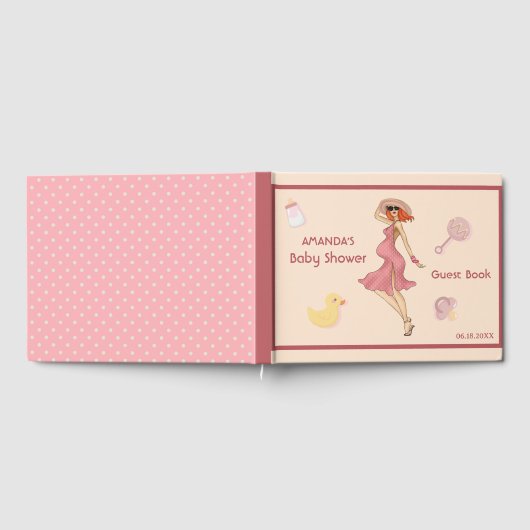 Retro Moeder Redhead 2 Baby shower Party Gastenboek (Volledig)