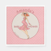 Retro Moeder Redhead 2 Baby shower Party Servet (Voorkant)