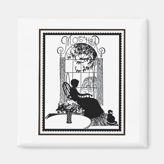 Retro Moeder Silhouette Magneet (Voorkant)