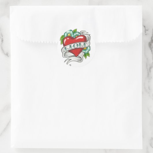 Retro Moeder Tattoo Ronde Sticker (Tas)
