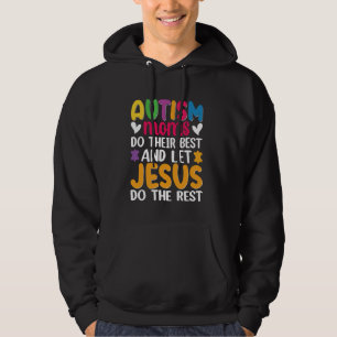 Retro Moeder Zoon Dochter Autistische Kinderen Aut Hoodie