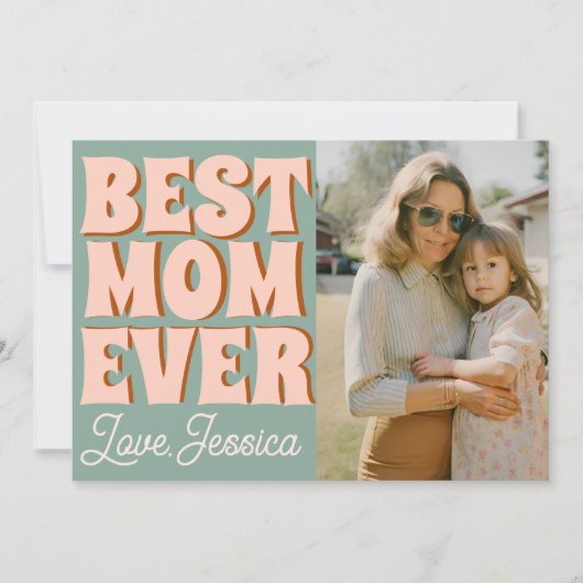 Retro Moederdag foto blauw roze Kaart (Voorkant)