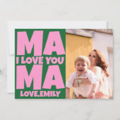 Retro Moederdag foto groen roze Kaart (Voorkant)