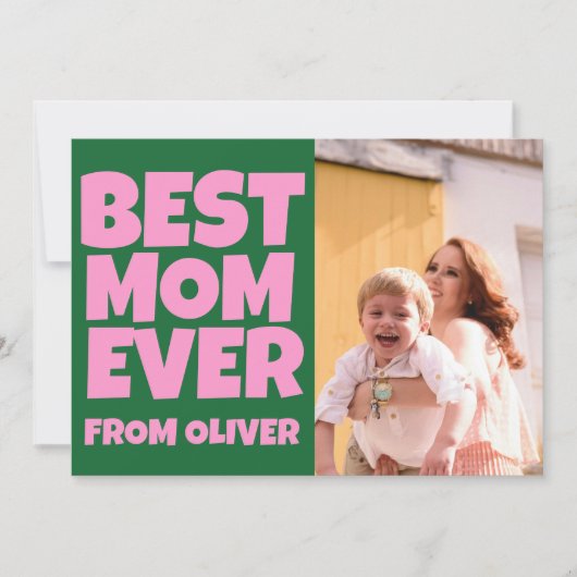 Retro Moederdag Foto Kleurrijk Groen Roze Kaart (Voorkant)