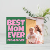 Retro Moederdag Foto Kleurrijk Groen Roze Kaart (Staand voorkant)