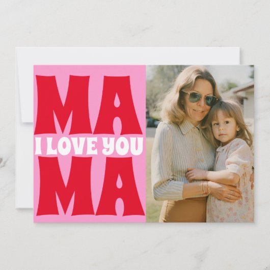 Retro Moederdag foto roze rood Kaart (Voorkant)