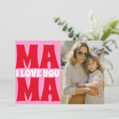 Retro Moederdag foto roze rood Kaart (Staand voorkant)