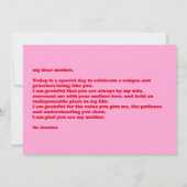 Retro Moederdag foto roze rood Kaart (Achterkant)