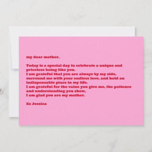 Retro Moederdag foto roze rood Kaart (Achterkant)