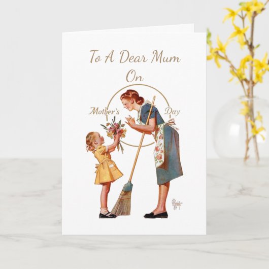 Retro/ moederdag kaart (Gele Bloem)