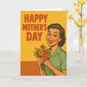 Retro Moederdag Kaart (Gele Bloem)