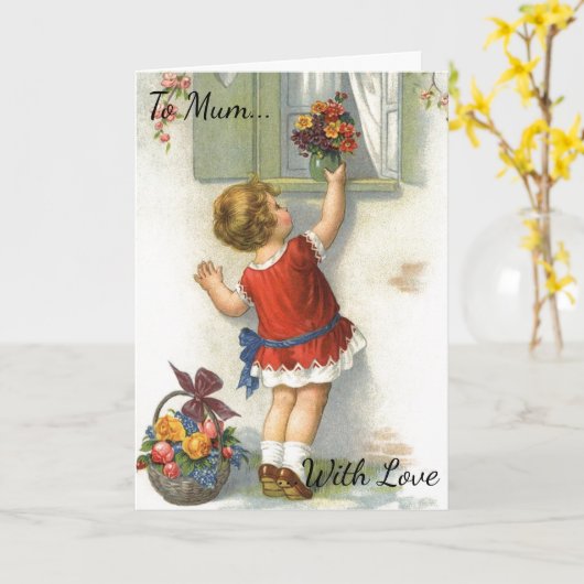 Retro/ moederdag kaart (Gele Bloem)