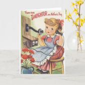 Retro Moederdag Kaart van Dochter (Gele Bloem)