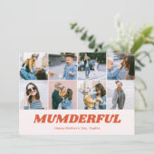Retro Moederdag Moederdag 12 Foto Collage Roze Feestdagenkaart (Staand voorkant)