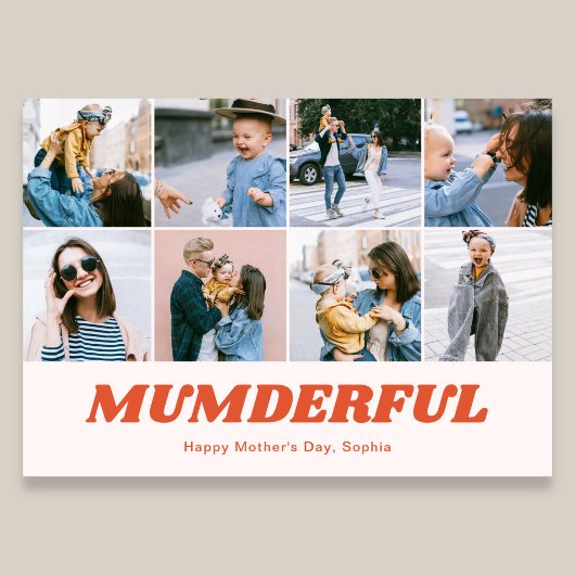 Retro Moederdag Moederdag 12 Foto Collage Roze Feestdagenkaart