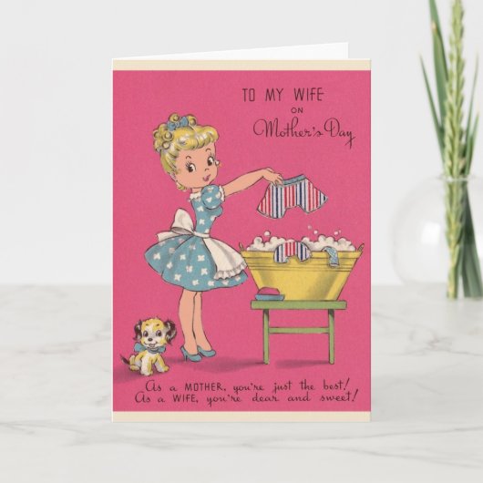 Retro Moederdag naar het Wenskaart van mijn vrouw Kaart (Voorkant)