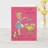 Retro Moederdag naar het Wenskaart van mijn vrouw Kaart (Gele Bloem)