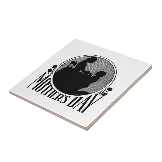 Retro Moederdag Silhouette Tegeltje (Zijkant)