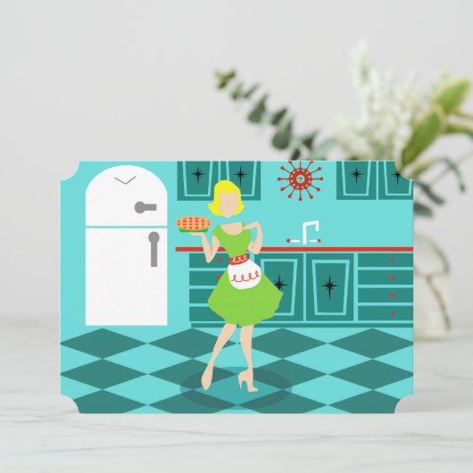 Retro Moederdag-uitnodigingen Kaart (Staand voorkant)