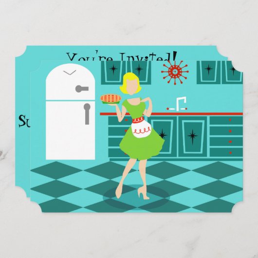 Retro Moederdag-uitnodigingen Kaart (Voorkant / Achterkant)