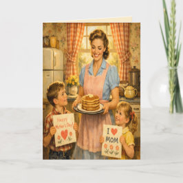 Retro Moederdag wenskaart in de stijl van de jaren Kaart