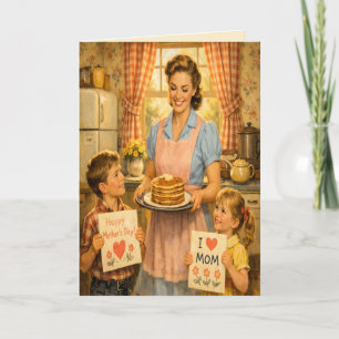 Retro Moederdag wenskaart in de stijl van de jaren Kaart