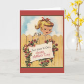 Retro Moederdag Wenskaart Kaart (Gele Bloem)