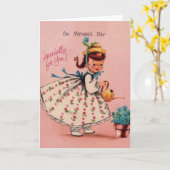 Retro Moederdag Wenskaart Kaart (Gele Bloem)