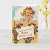 Retro Moederdag Wenskaart Kaart (Gele Bloem)