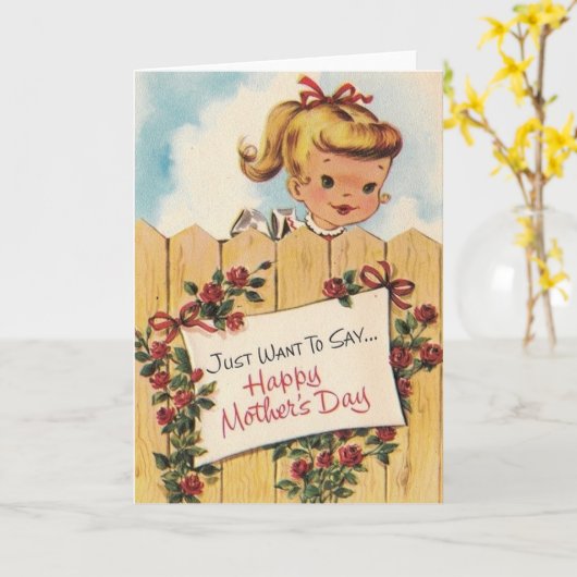 Retro Moederdag Wenskaart Kaart (Gele Bloem)