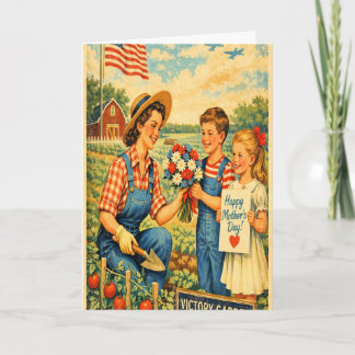 Retro Moederdagkaart in de stijl van de jaren 40 Kaart