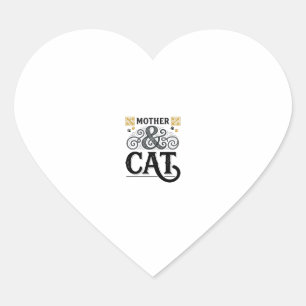 Retro Moederkat Shirt Ontwerp voor Kat Moeders_1 Hart Sticker
