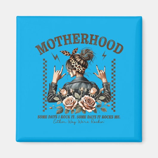 Retro Moederschap Grappige Moederdag Rock Mama Moe Magneet (Voorkant)