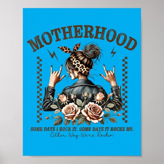 Retro Moederschap Grappige Moederdag Rock Mama Moe Poster (Voorkant)