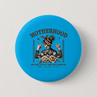 Retro Moederschap Grappige Moederdag Rock Mama Moe Ronde Button 5,7 Cm