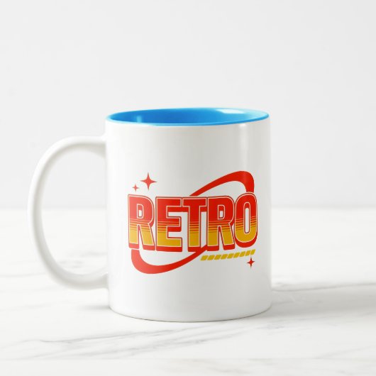 Retro mok. tweekleurige koffiemok (Links)