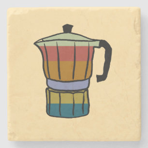 Retro Moka Pot Stenen Onderzetter